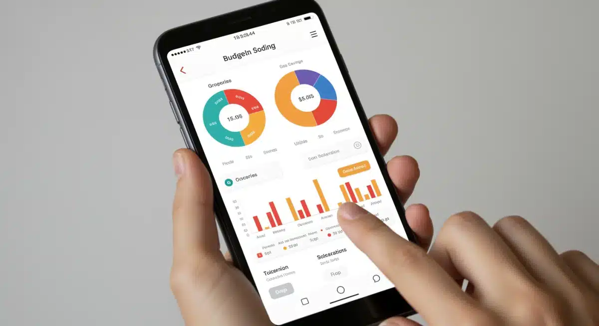 Budgeting app interface showing monthly savings and expense categories
