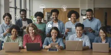 Community members accessing digital resources, symbolizing digital inclusion.