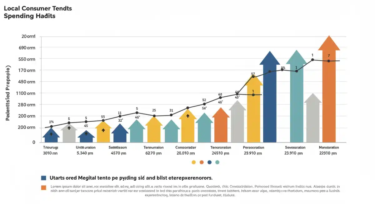 Data visualization of local consumer spending trends and digital adoption growth in the US market.