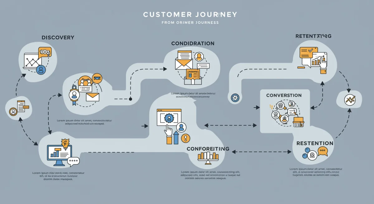 Infographic detailing customer journey mapping stages and touchpoints