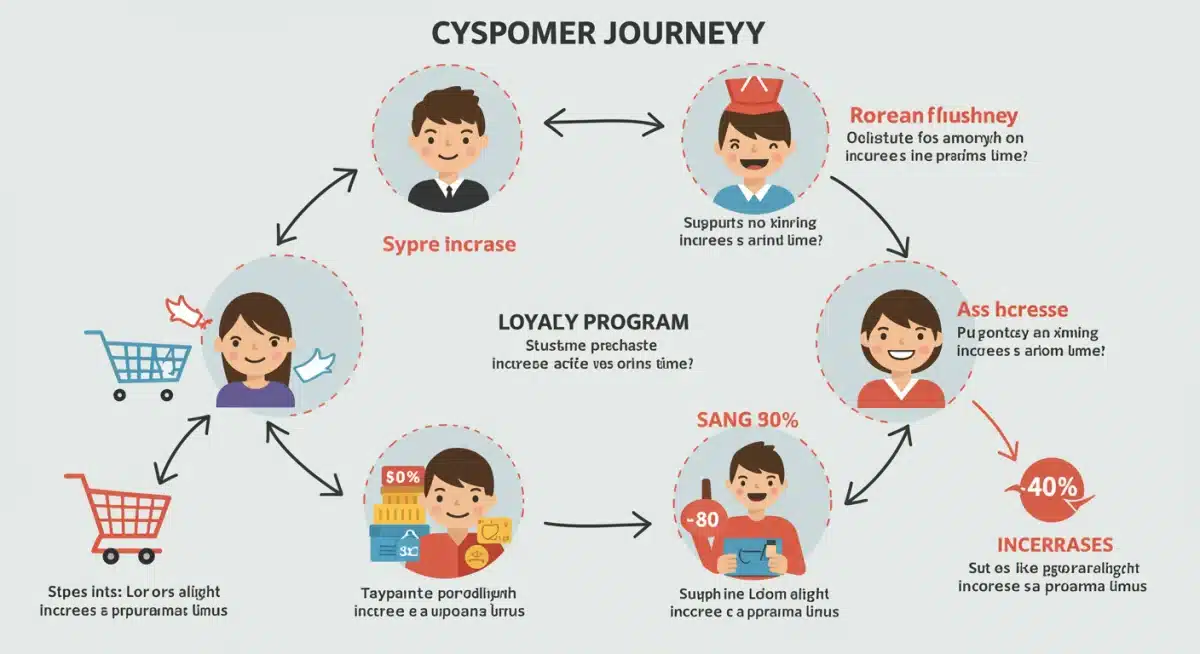 Infographic illustrating customer loyalty journey and retention strategies
