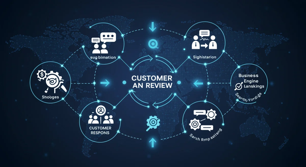 Infographic showing customer review lifecycle and its impact on SEO