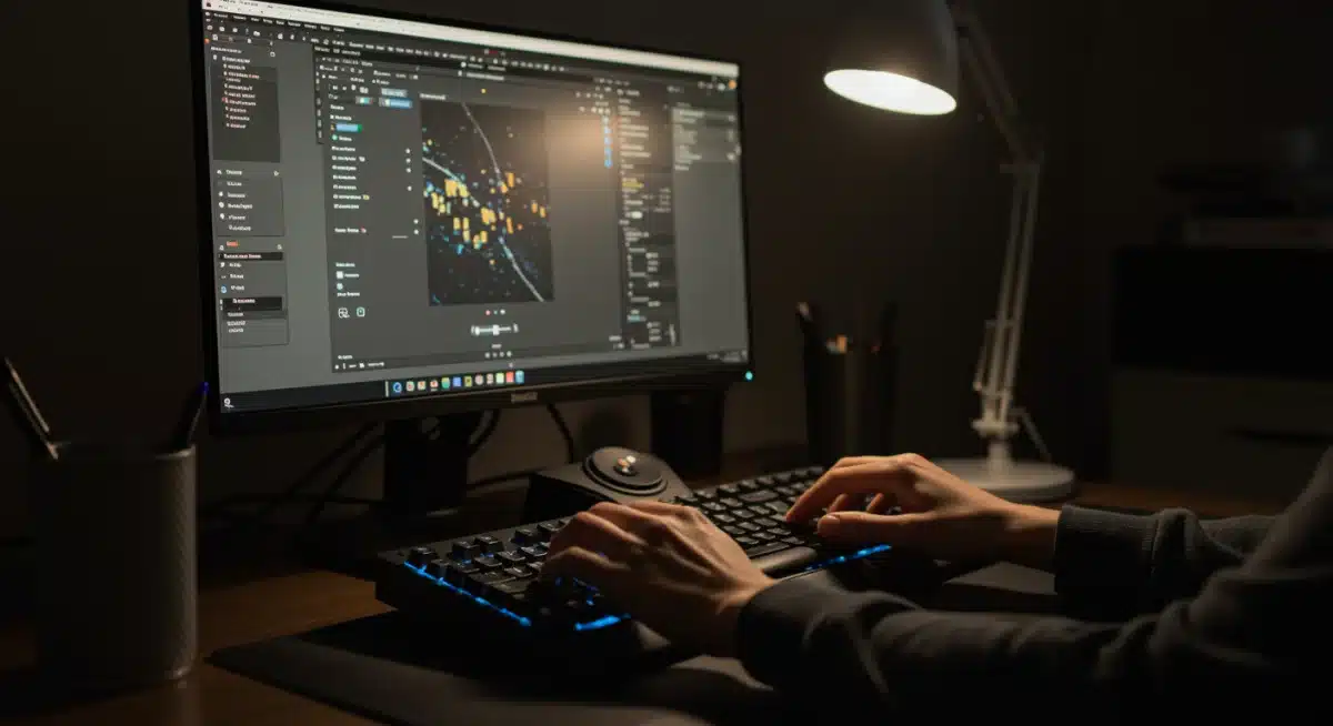 Ergonomic keyboard and efficient dual monitor setup for home office productivity