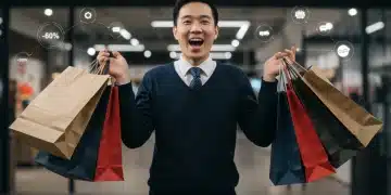 Happy shopper with loyalty rewards in 2025