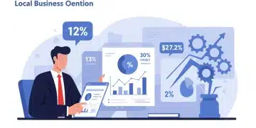 Local business owner analyzing financial data for 12% cost reduction in 2025
