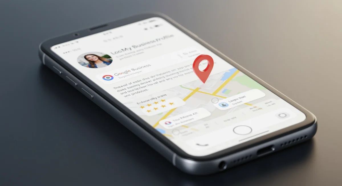 Optimized local business profile on a smartphone screen