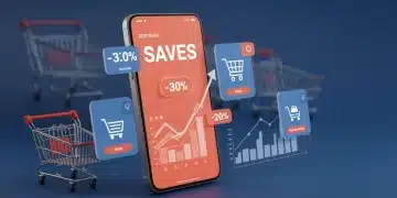 Smartphone displaying price tracking app with savings graphs