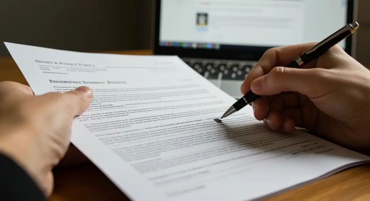 Hand highlighting clauses in an insurance policy for review