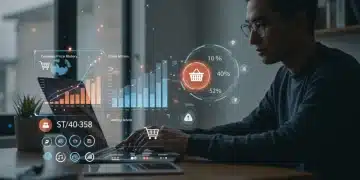 Futuristic interface showing smart price tracking graphs and alerts for online shopping